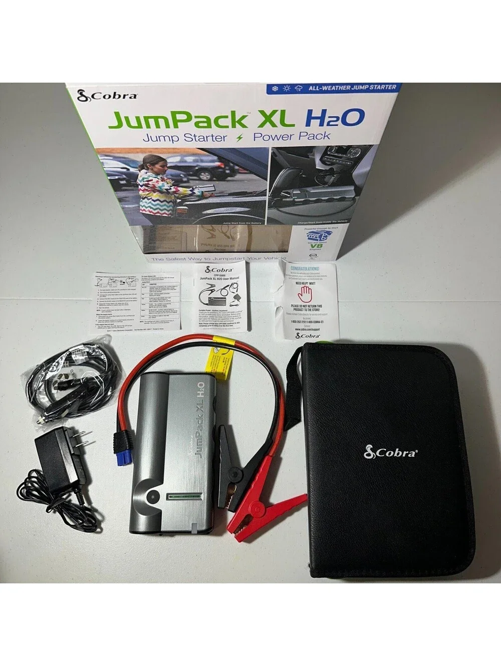Cobra CPP15000 JumPack XL H2O Dead Battery Parts Repair Lot Charger Cables Case